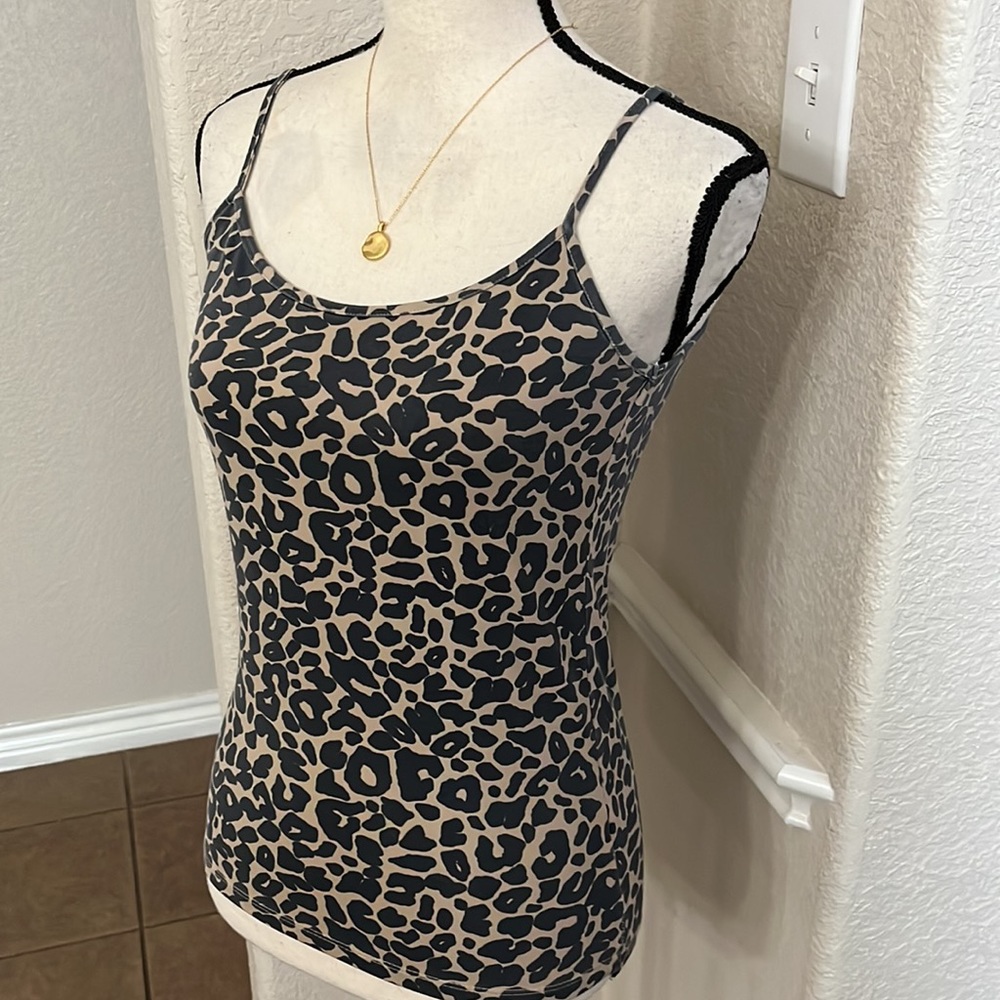 Zara tan & black animal leopard print shaping cami top